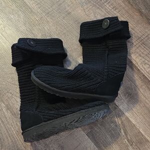 UGG Black Sweater Boots with Button Accents